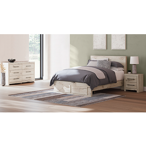 Signature Design by Ashley 6-Piece Lawroy King Storage Bed, Dresser, Nightstand & Roll Slats 