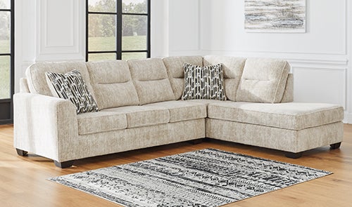 Signature Design by Ashley Lonoke 2-Piece Sectional with Chaise in Cream 