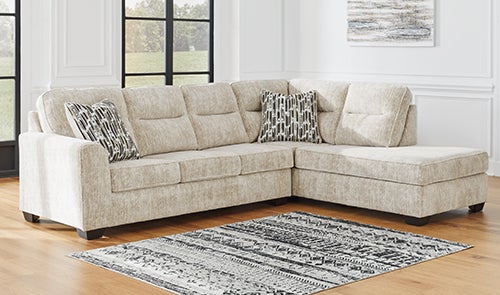 Signature Design by Ashley Lonoke 2-Piece Sectional with Chaise in Cream