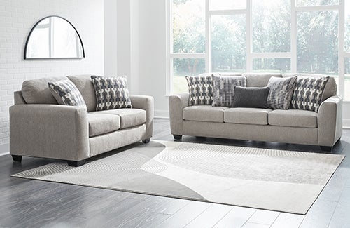 Signature Design By Ashley 2-Piece Avenal Park Sofa and Loveseat - Flannel 