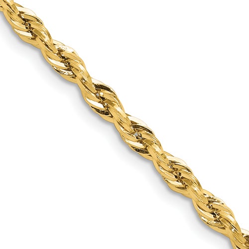 10K Gold 3.5mm Semi-Solid 22” Rope Chain