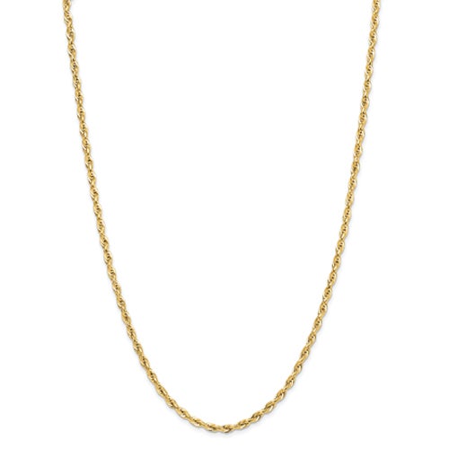 10K Gold 3.5mm Semi-Solid 22” Rope Chain