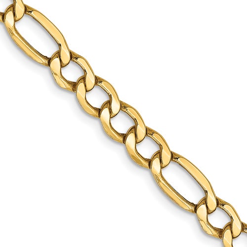 10K Gold 5.35mm Semi-Solid 24” Figaro Chain
