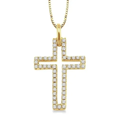 1/4 Ctw Diamond Cross Pendant Necklace in 10K Yellow Gold 