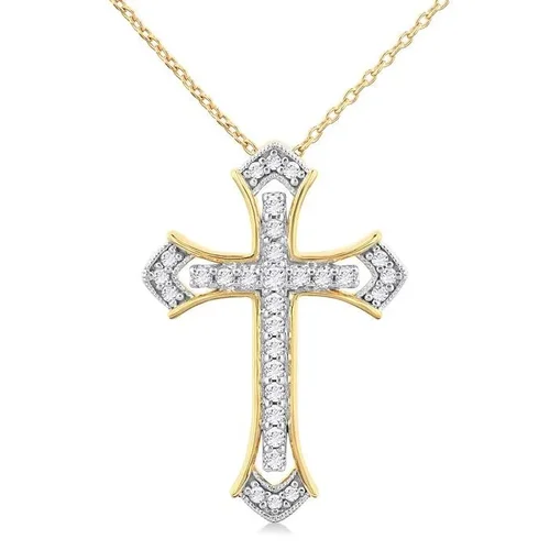 Diamond Cross Pendant Necklace in 14K Yellow Gold