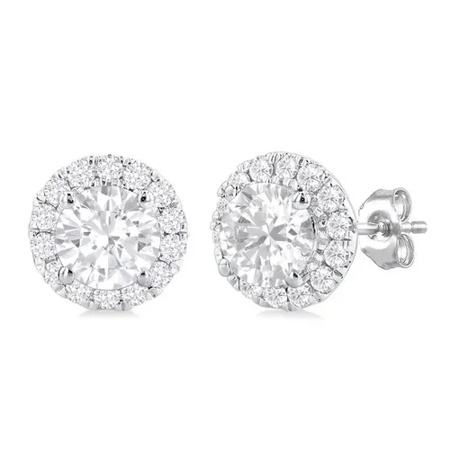 1 CTW Lab Grown Halo Cut Diamond Stud Earrings