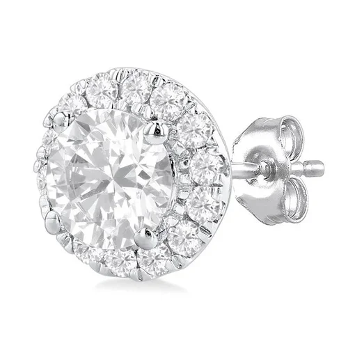 1 CTW Lab Grown Halo Cut Diamond Stud Earrings
