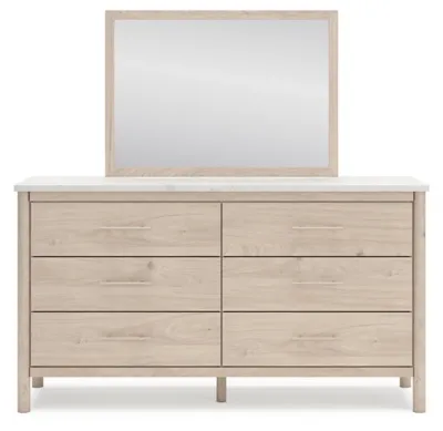 Signature Design by Ashley Cadmori Queen Panel Bed, Dresser, Mirror and 1 Nightstand