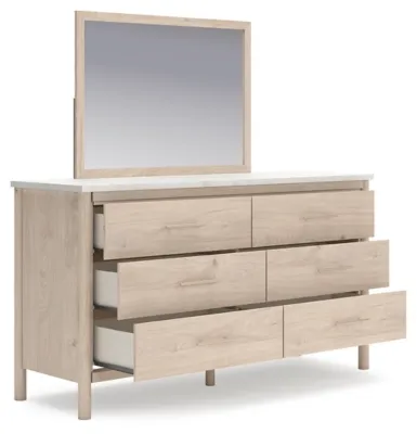 Signature Design by Ashley Cadmori Queen Panel Bed, Dresser, Mirror and 1 Nightstand