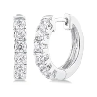 Ashi Diamonds 1 ctw Round Cut Lab Grown Diamond Huggie Hoop Earrings in 10KT White Gold display image