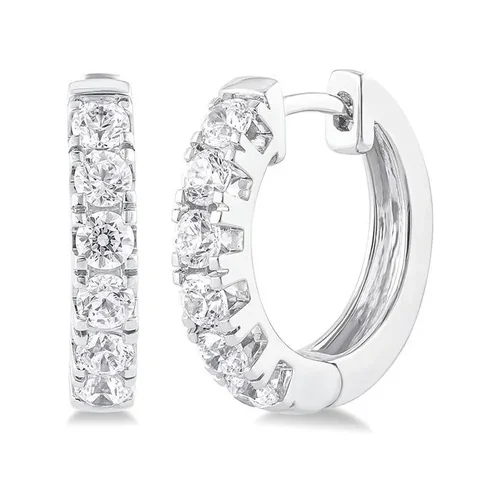 Ashi Diamonds 1 ctw Round Cut Lab Grown Diamond Huggie Hoop Earrings in 10KT White Gold