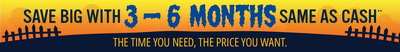 Save big with 3-6 Months Same as Cash**