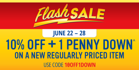 10% OFF + 1¢ DOWN on a new regularly priced product^
