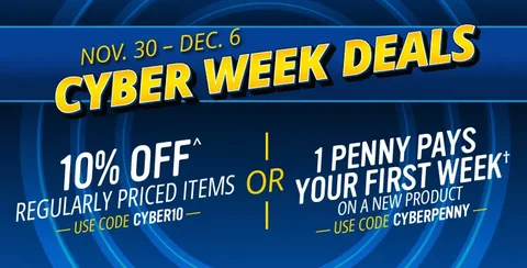 Cyber Deals: 10% Off Regulary Priced Items^ or Penny Pays Your First Week† at GetItNow Stores