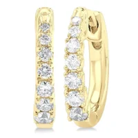 1/4 Ctw Graduated Diamond Huggie Fashion Earrings in 10K Yellow Gold display image
