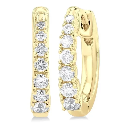 1/4 Ctw Graduated Diamond Huggie Fashion Earrings in 10K Yellow Gold