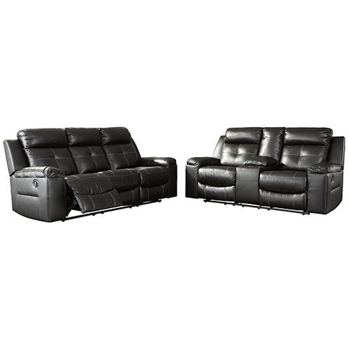 Signature Design by Ashley Kempten Reclining Sofa and Loveseat - Black