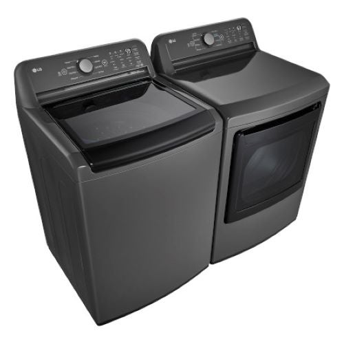 LG 5.0 cu. ft. Top Load Washer with Electric Dryer Med Black