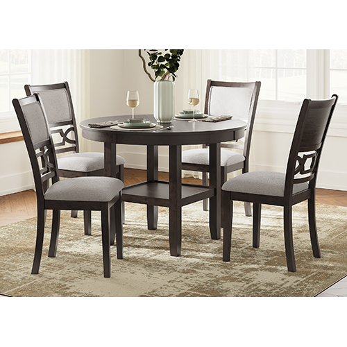 Signature Design by Ashley 5-Piece Langwest Dining Table & 4 Chairs in Traditional Cherry Finish