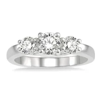 1 CTW Lab Grown Diamond Three Stone Ring in 10K White Gold - size 6.5 display image