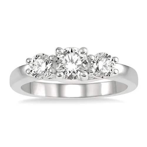 1 CTW Lab Grown Diamond Three Stone Ring in 10K White Gold - size 7