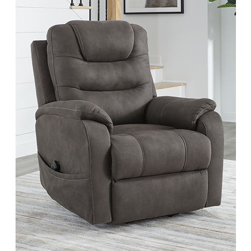 Signature Design by Ashley Snowfield Power Lift Recliner in Gunmetal
