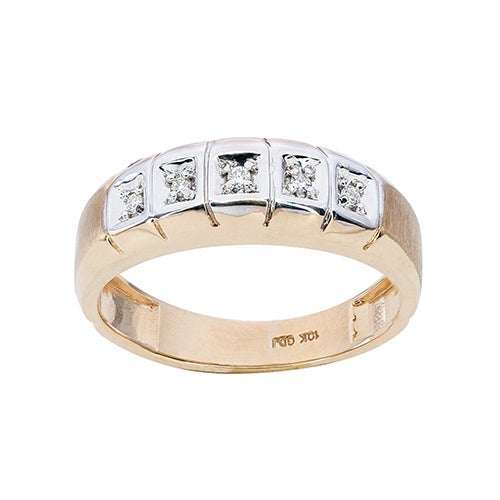 Mens 10K Gold Genuine 5-Stone Accent Diamond Ring